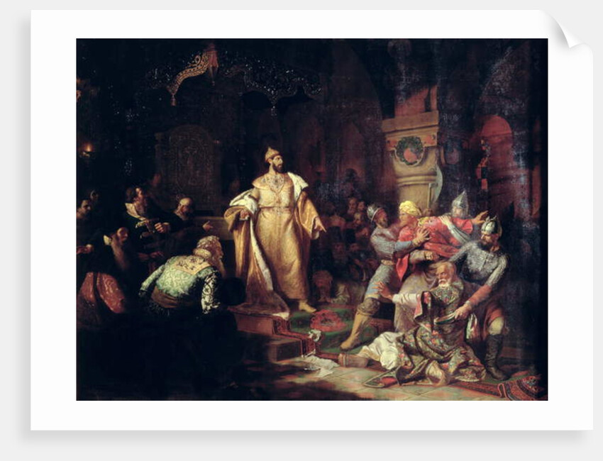 Tsar Ivan III Tearing the Deed of Tatar Khan, 1862 by Nikolai Semenovich Shustov