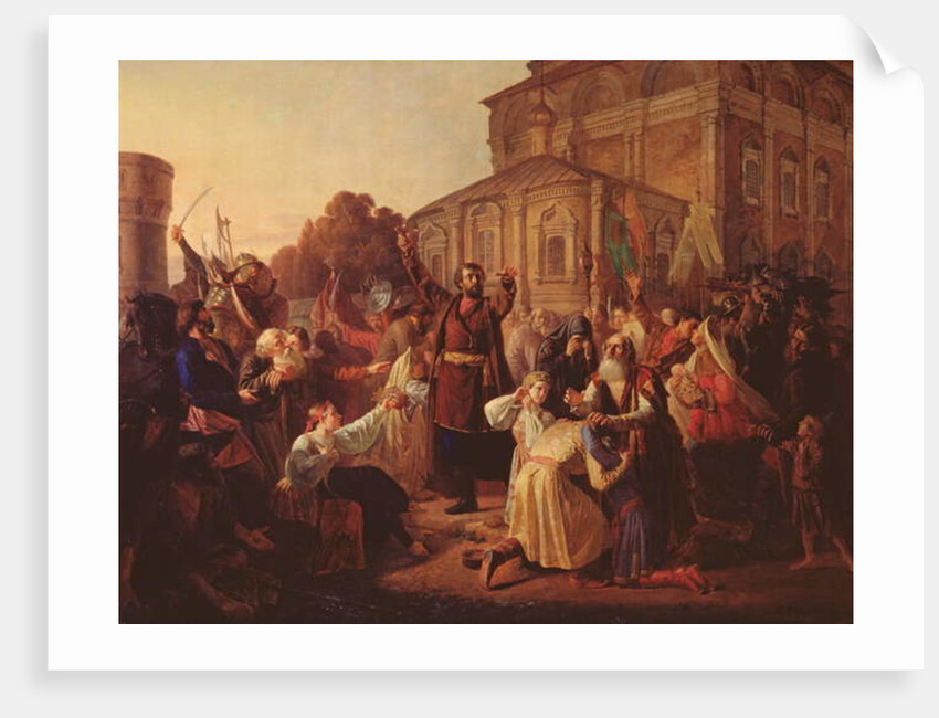 Minin appealing to the Novgorodians in 1611, 1861 by Mikhail Ivanovich Peskov