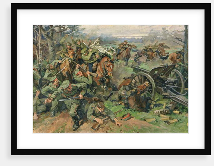 The Russian Cavalry Charging the German Artillery in 1915 by Nikolay Yakovlevich Borisov