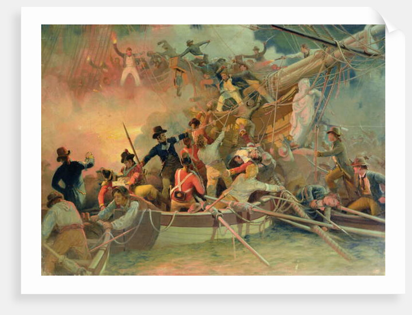 The English navy conquering a French ship near the Cape Camaro by English School