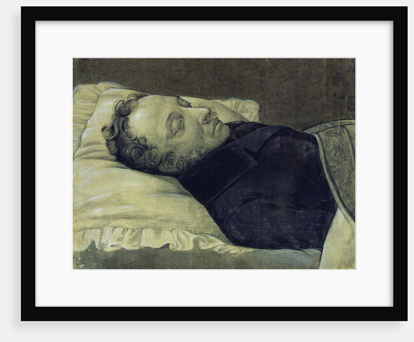 Portrait of Alexander Pushkin on his deathbed, 1837 by Alexander Alexeyevich Koslov