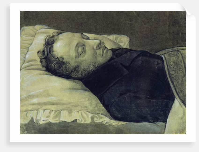 Portrait of Alexander Pushkin on his deathbed, 1837 by Alexander Alexeyevich Koslov