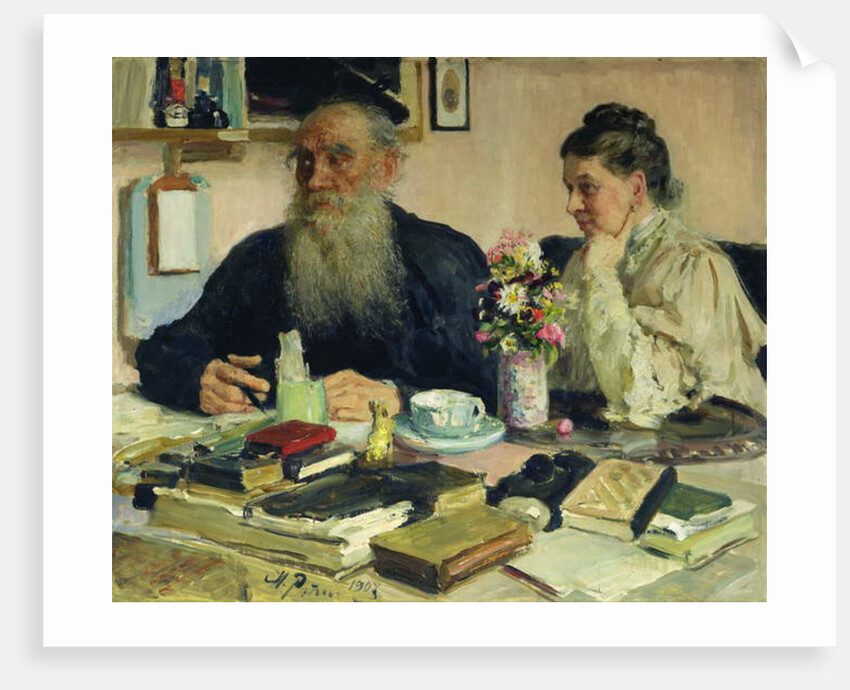 Leo Tolstoy with his wife in Yasnaya Polyana, 1907 by Ilya Efimovich Repin
