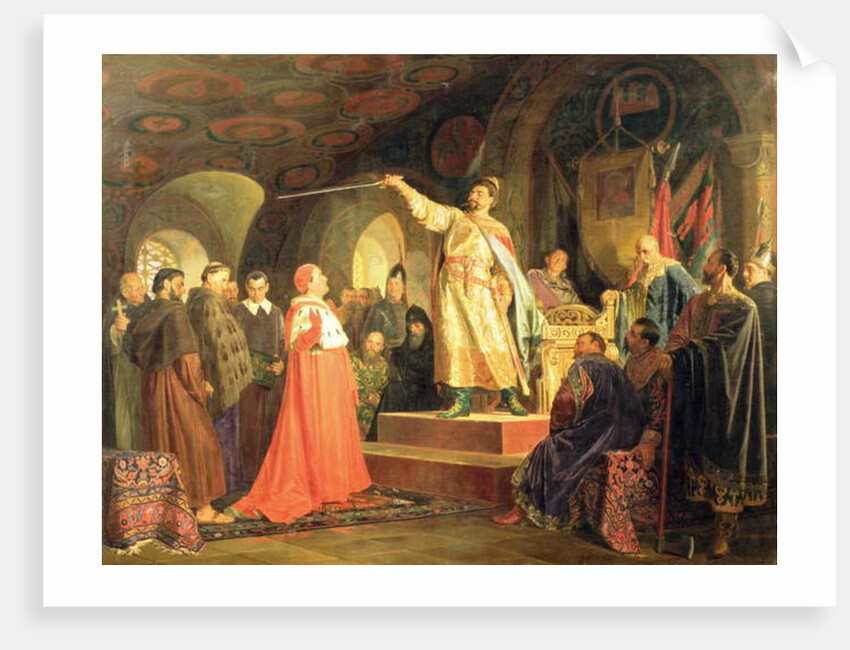Prince Roman of Halych-Volhynia receiving the ambassadors of Pope Innocent III, 1875 by Nikolai Vasilievich Nevrev