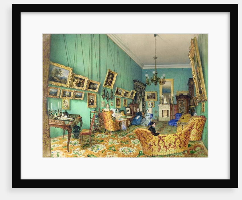 Interior of a living room, 1847 by Luigi (1814-91) Premazzi