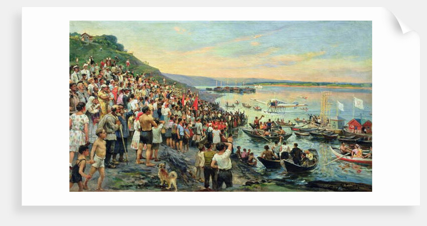 Arrival of a seaplane in Ulyanovsk in 1927 by Ivan Petrovich Guryev