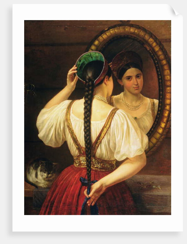A girl at the mirror, 1848 by Philipp Osipovich Budkin