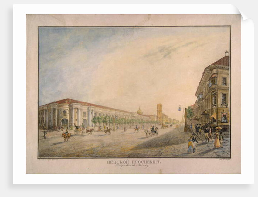 View of Nevsky Prospekt, near the Gostiny Dvor, St. Petersburg, 1823 by Karl Pavlovich Beggrov