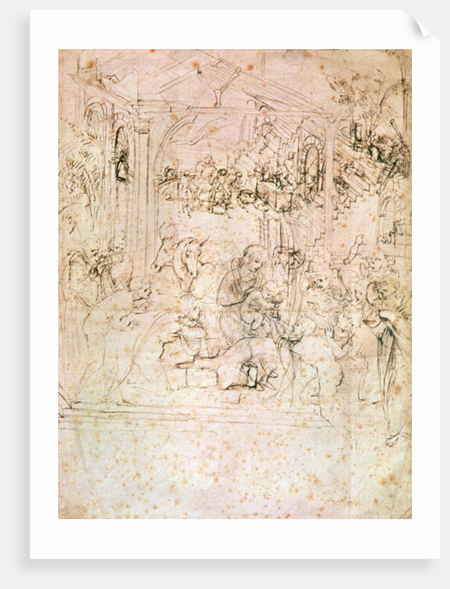 Composition sketch for The Adoration of the Magi, 1481 by Leonardo da Vinci