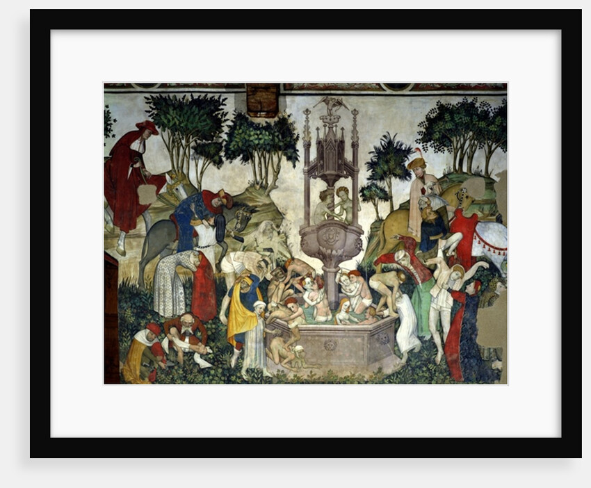 The Fountain of Life, detail of people arriving and bathing in the fountain, 1418-30 by Giacomo Jaquerio