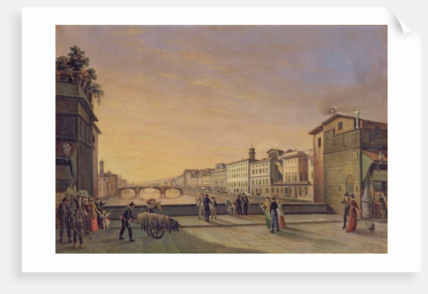 View of the Arno from the Ponte Vecchio, Florence by Guiseppe (attr. to) Gherardi