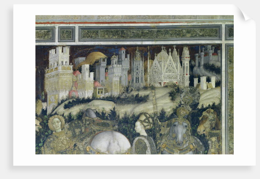 St. George and the Princess of Trebizond, detail of the city in the background, c.1433-38 by Antonio Pisanello