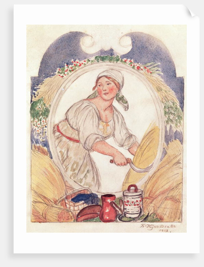 The Reaper, study for the decoration of the Ruzheinaya Square in Petrograd, 1918 by Boris Mikhailovich Kustodiev