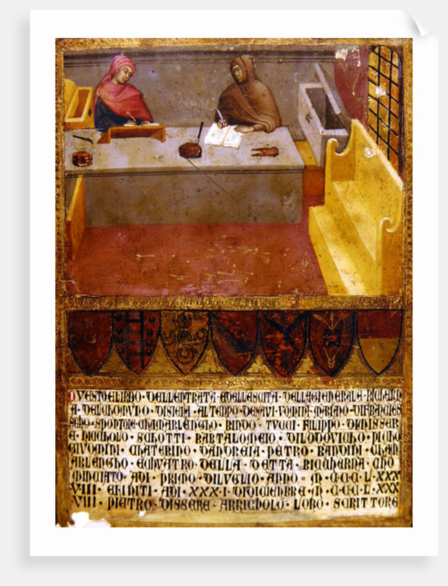 Chief Financial Officer and Scribe at their desk in the Biccherna by Paolo di Giovanni Fei