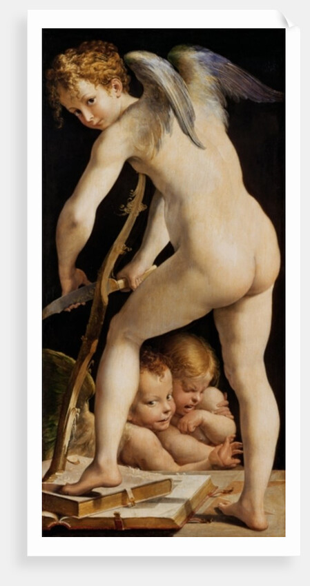 Cupid Carving a Bow, 1533/34 by Parmigianino