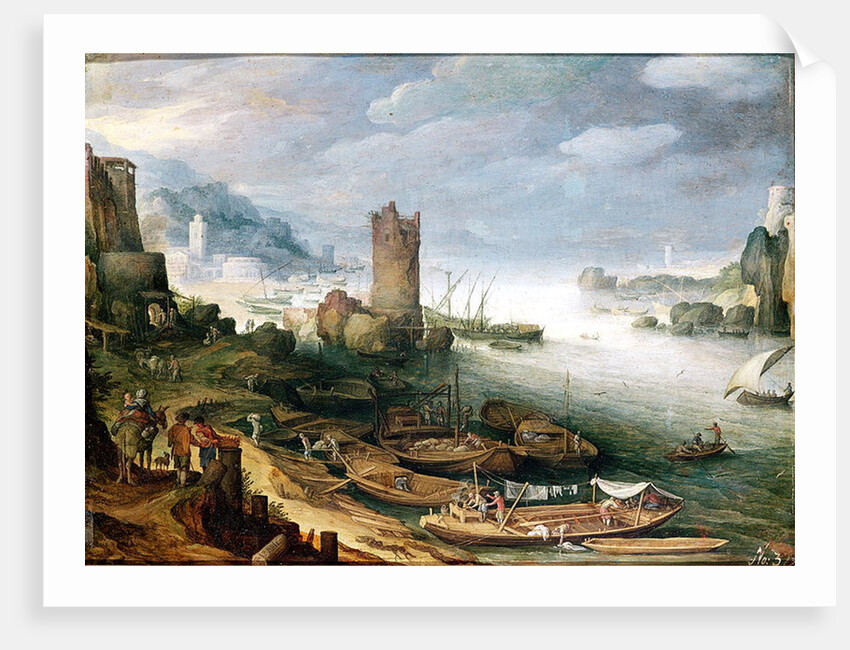 River Scene with a Ruined Tower by Paul Brill or Bril