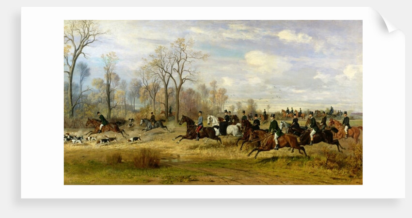 Emperor Franz Joseph I of Austria hunting to hounds with the Countess Larisch in Silesia, 1882 by Emil Adam