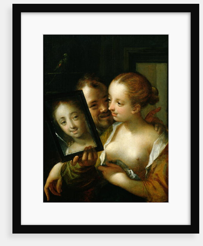 Laughing Couple with a mirror, 1596 by Johann or Hans von Aachen