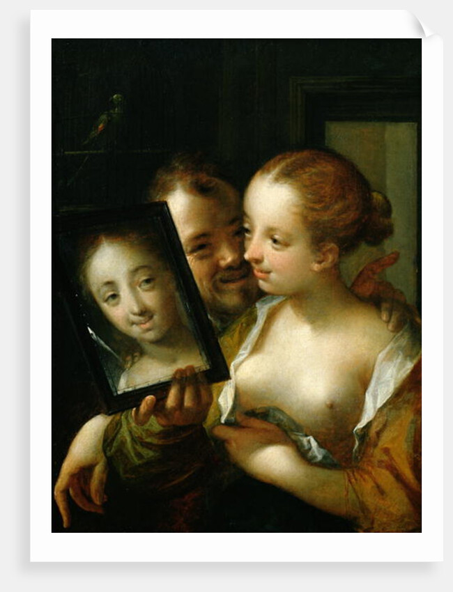Laughing Couple with a mirror, 1596 by Johann or Hans von Aachen