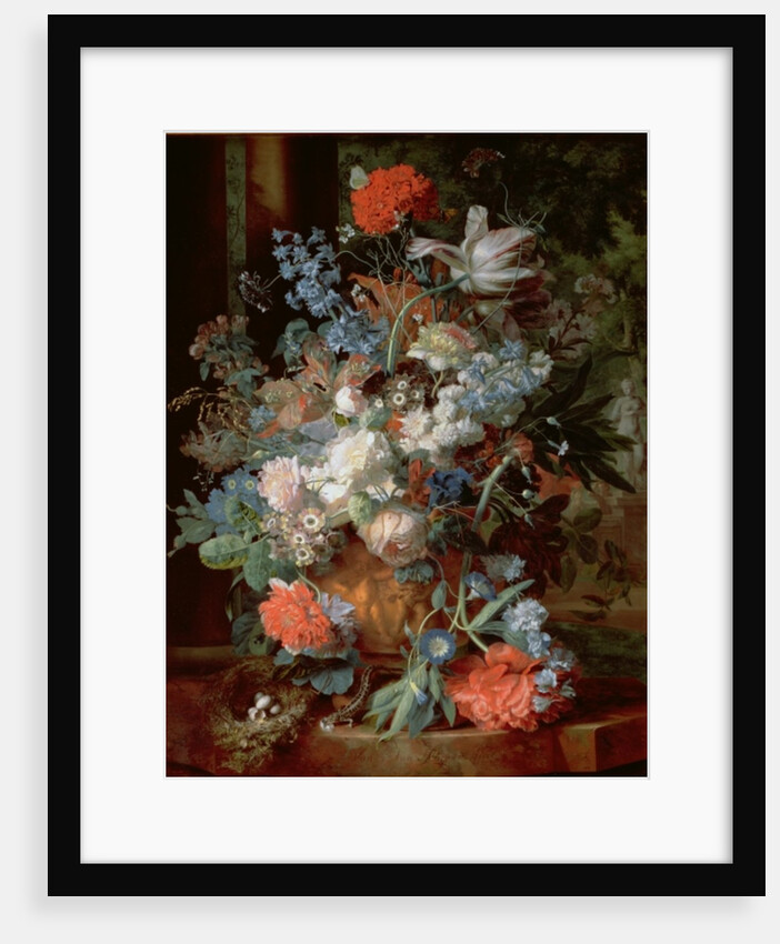 Bouquet of Flowers in a Landscape by Jan van Huysum