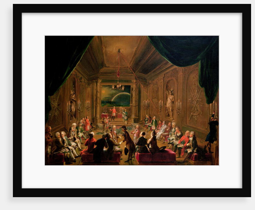 Initiation ceremony in a Viennese Masonic Lodge during the reign of Joseph II, with Mozart seated on the extreme left, 1784 by Ignaz Unterberger