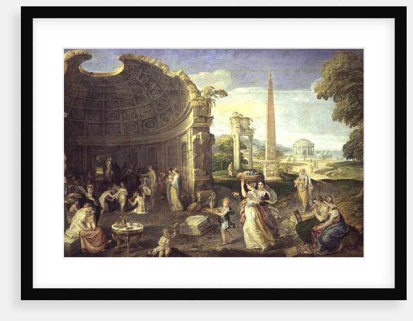 Landscape with classical ruins and women bathing, c.1552-53 by Lambert Sustris