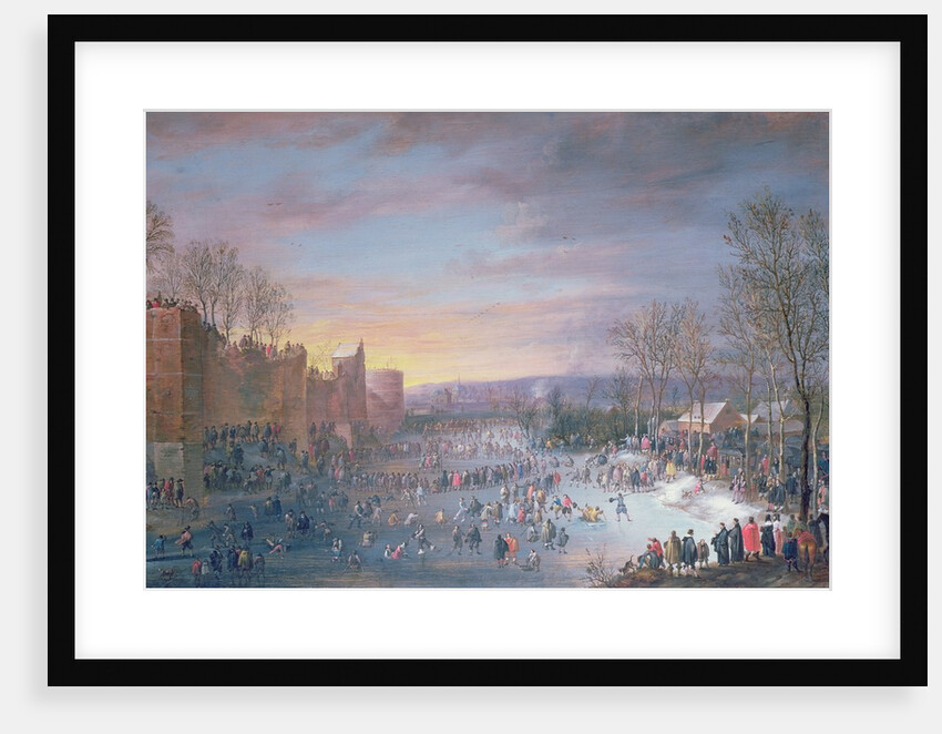 Ice Skating on the Stadtgraben in Brussels, 1649 by Robert van den Hoecke