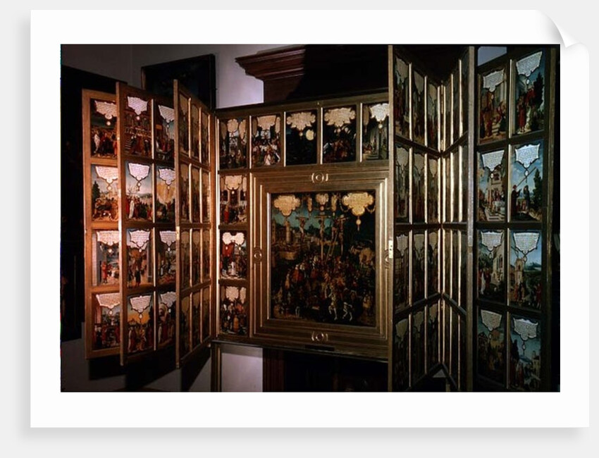 Mompelgarter Altarpiece, with central panel and six hinged side panels, all depicting scenes from the New Testament by Matthias Gerung or Gerou