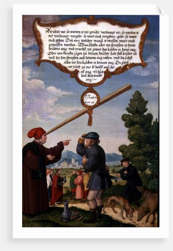 Why note the splinter in your brother's eye, and fail to see the plank in your own eye? by Matthias Gerung or Gerou