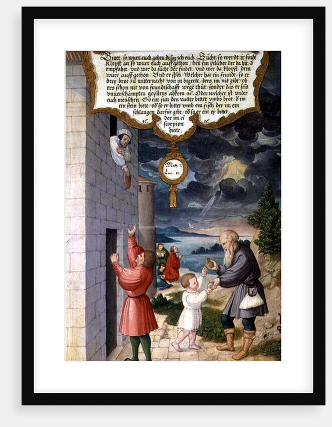 Which of you, when asked by his son for a loaf, will hand him a stone? by Matthias Gerung or Gerou