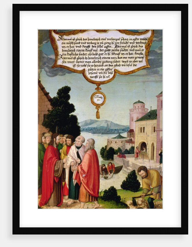 The Realm of Heaven is like a net, which was thrown into the sea and collected fish of every sort illustration of Christ's teaching by Matthias Gerung or Gerou