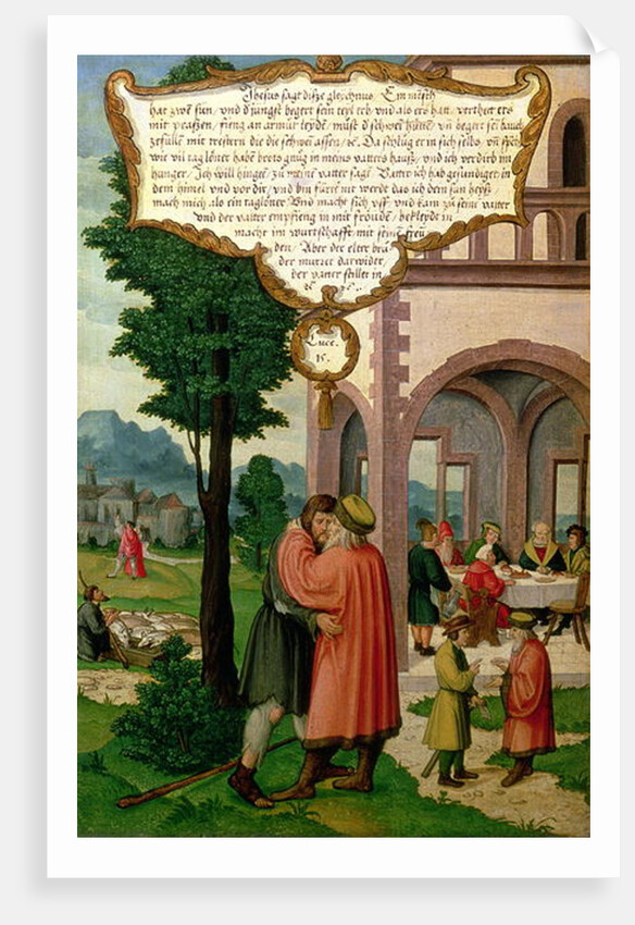 The Parable of the Prodigal Son, section from the Mompelgarter Altarpiece by Matthias Gerung or Gerou