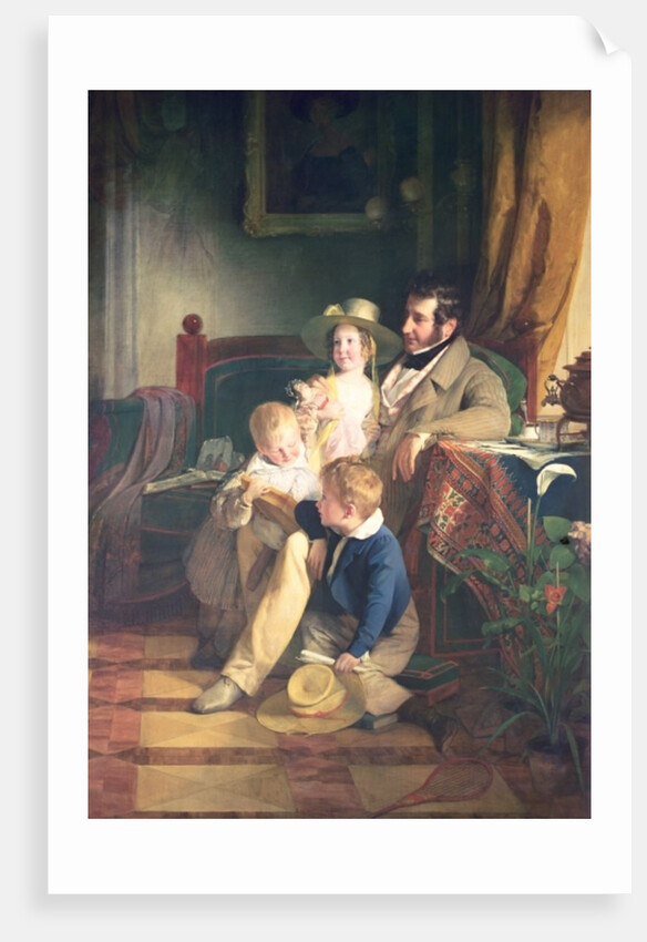 Rudolf von Arthaber with his Children Rudolf, Emilie and Gustav Looking at the Portrait of their Deceased Mother, 1837 by Friedrich von Amerling