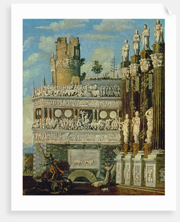 Fantastical Architecture with St. George and the Dragon, 1622 by Francois de Nome