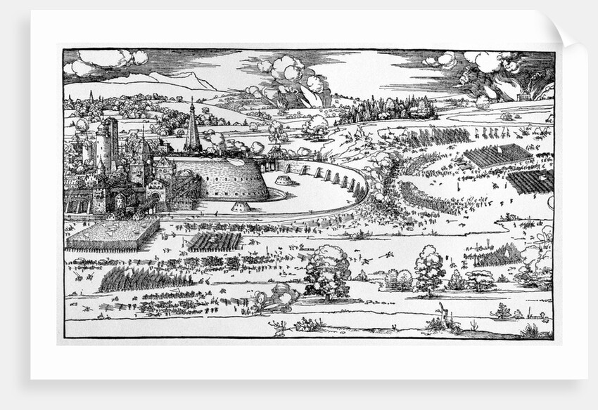 Demonstration of defensive measures to protect a city against a besieging army by Albrecht Dürer or Duerer