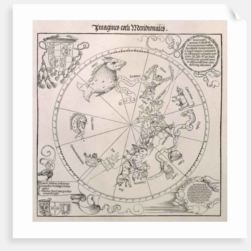 Map of the Southern Sky, with representations of constellations by Albrecht Dürer or Duerer