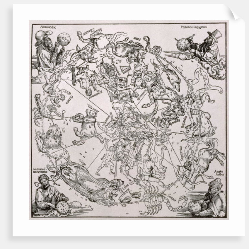 Map of the Northern Sky with representations of the constellations, c.1515 by Albrecht Dürer or Duerer