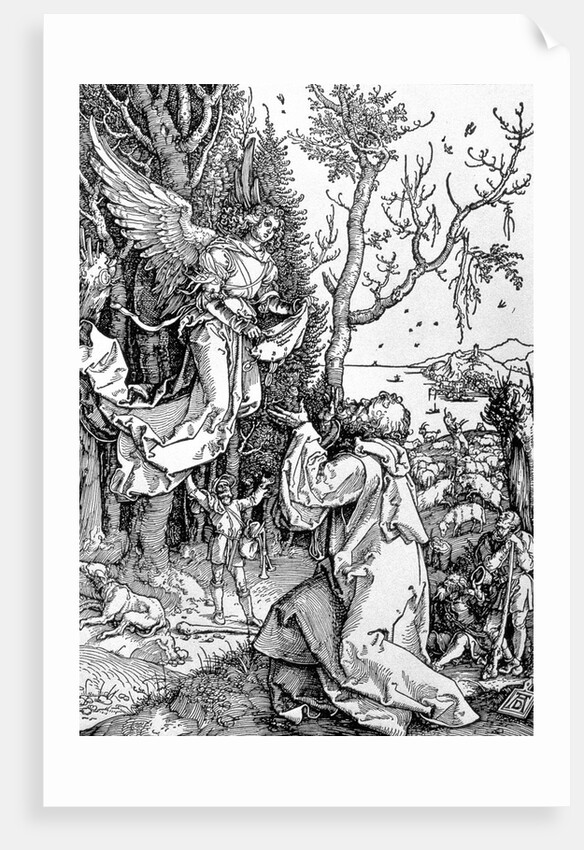 Joachim and the Angel from the 'Life of the Virgin' series, pub. 1511 by Albrecht Dürer or Duerer
