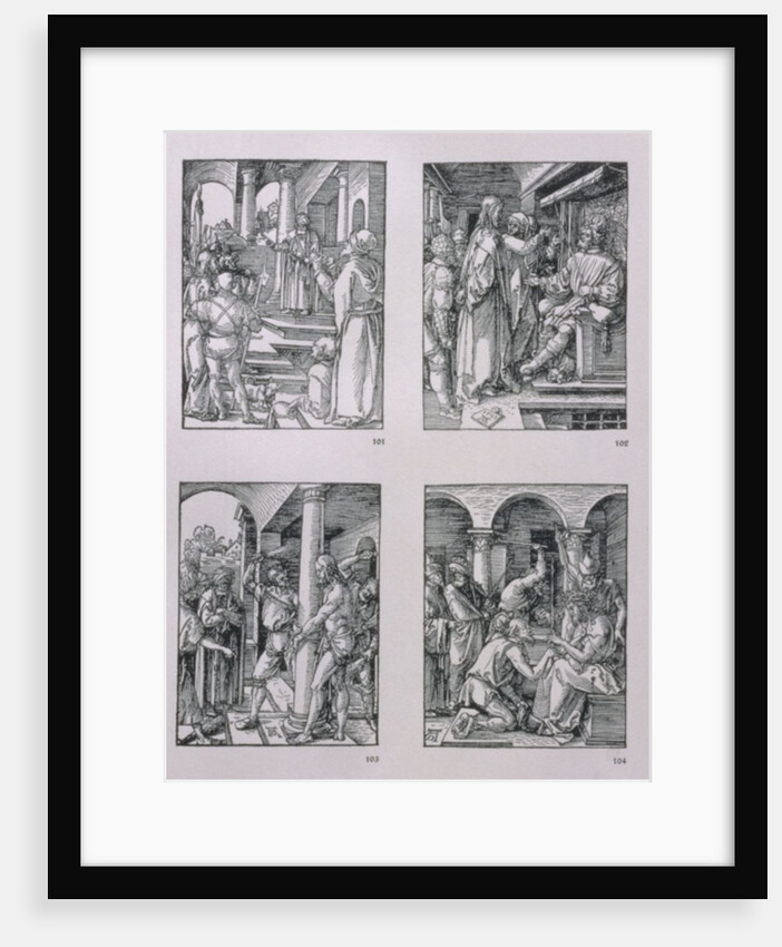 The 'Small Passion' series: Christ before Pilate; Christ before Herod; Flagellation; Crowning with thorns, pub. 1511 by Albrecht Dürer or Duerer