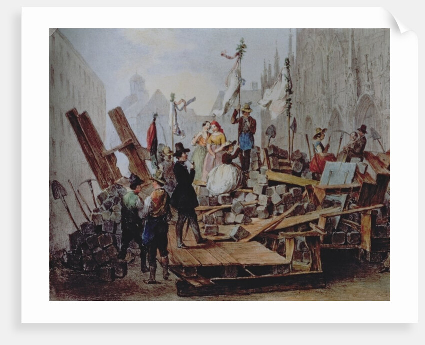 Barricades in the Stephansplatz, Vienna, 1848 by Edouard Ritter