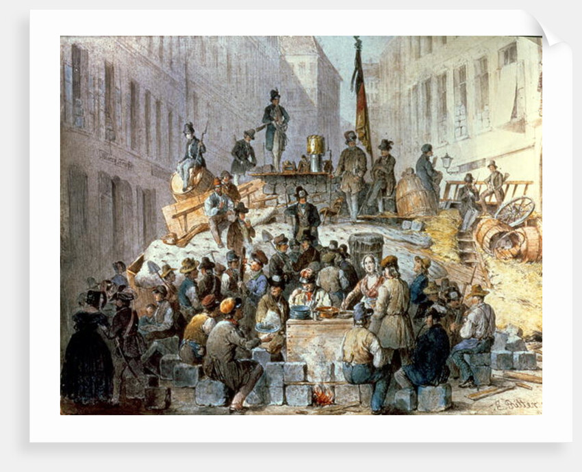 Barricades in Marzstrasse, Vienna, 1848 by Edouard Ritter