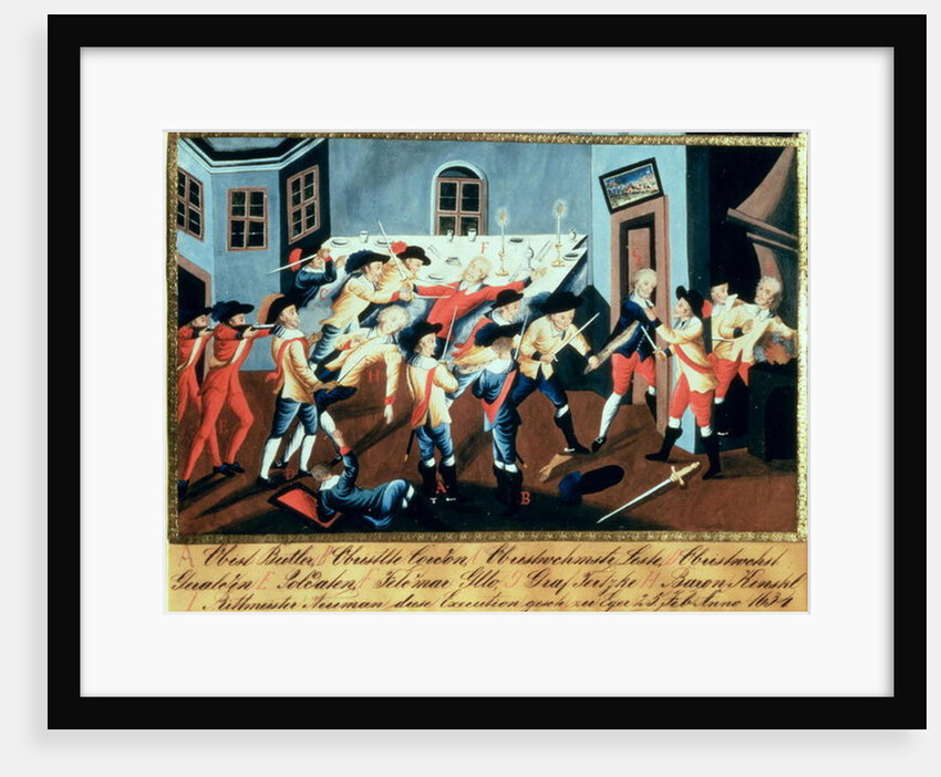 The arrest of Albrecht von Wallenstein at Eger by a force of Irish and Scottish officers under the command of General Butler, 1634 by Austrian School