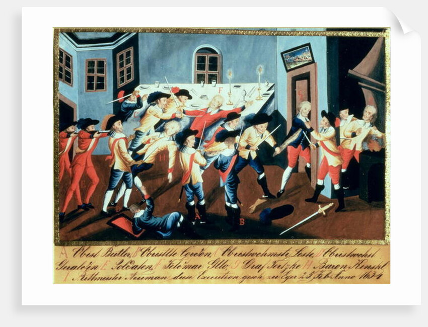 The arrest of Albrecht von Wallenstein at Eger by a force of Irish and Scottish officers under the command of General Butler, 1634 by Austrian School