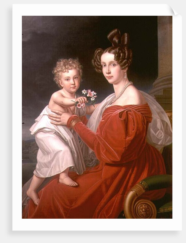 Archduchess Sophia of Austria with her two year old son Franz Joseph by J. K. Stiegler