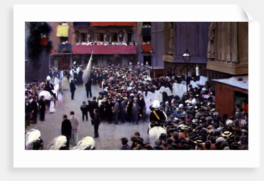 Corpus Christi procession leaving the Church of Santa Maria del Mar, 1898 by Ramon Casas i Carbo