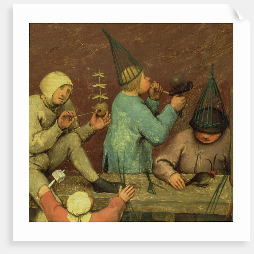 Children's Games: detail of left-hand section showing children making toys and blowing bubbles, 1560 by Pieter the Elder Bruegel