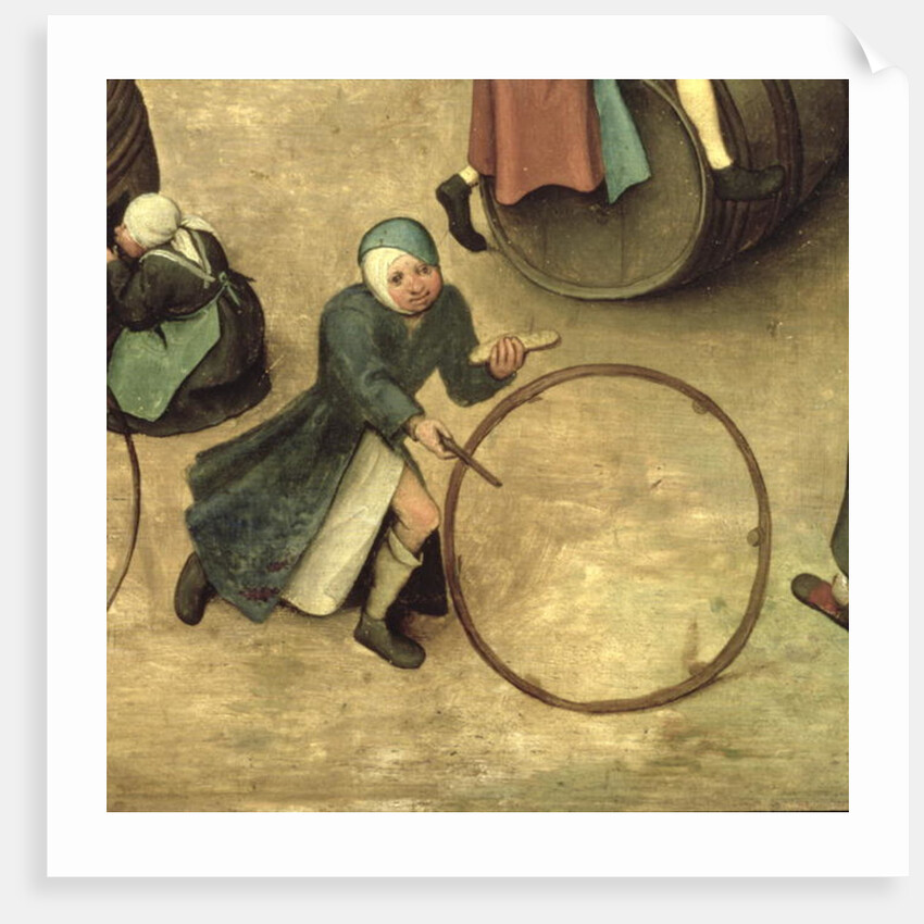 Children's Games: detail of a child with a stick and hoop, 1560 by Pieter the Elder Bruegel