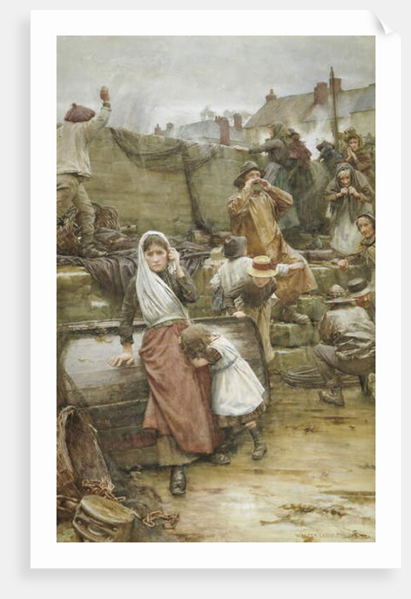 Disaster Scene in a Cornish Fishing Village, 1889 by Walter Langley