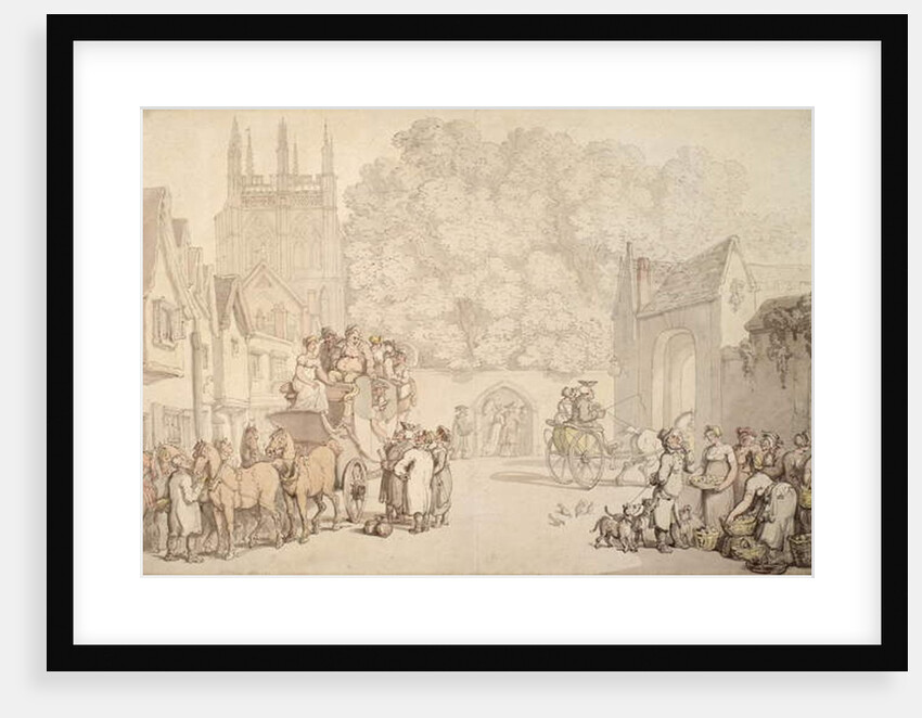 A Coach Preparing to Leave Canterbury Gate, Christ Church, Oxford, c.1810-15 by Thomas Rowlandson