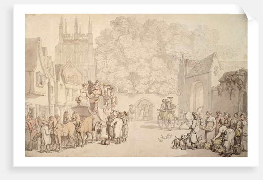 A Coach Preparing to Leave Canterbury Gate, Christ Church, Oxford, c.1810-15 by Thomas Rowlandson
